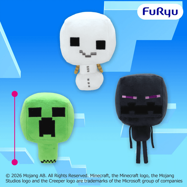 マインクラフト ちびデザインぬいぐるみ:クリーパー:スノーゴーレム:エンダーマン