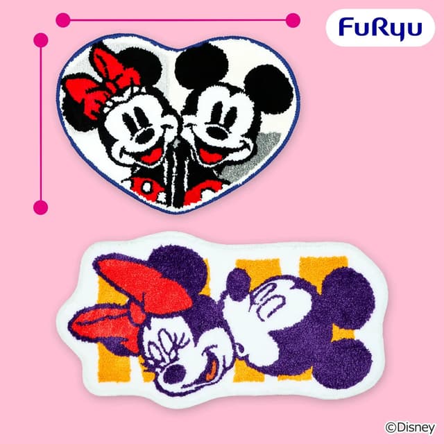 ミッキーマウス&ミニーマウス なかよし ダイカットタフトマット